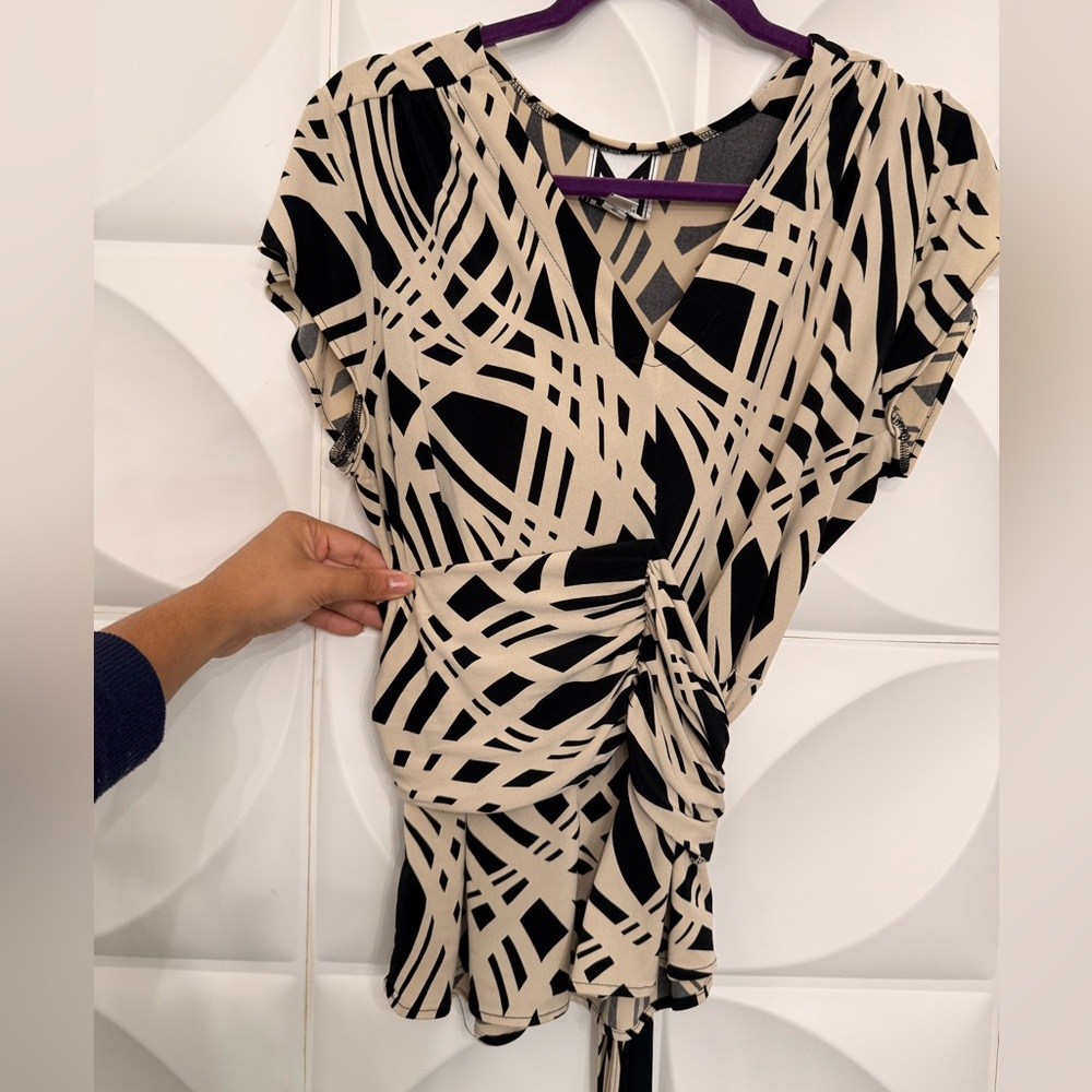Marc Bouwer Black and Cream Geometric Dress